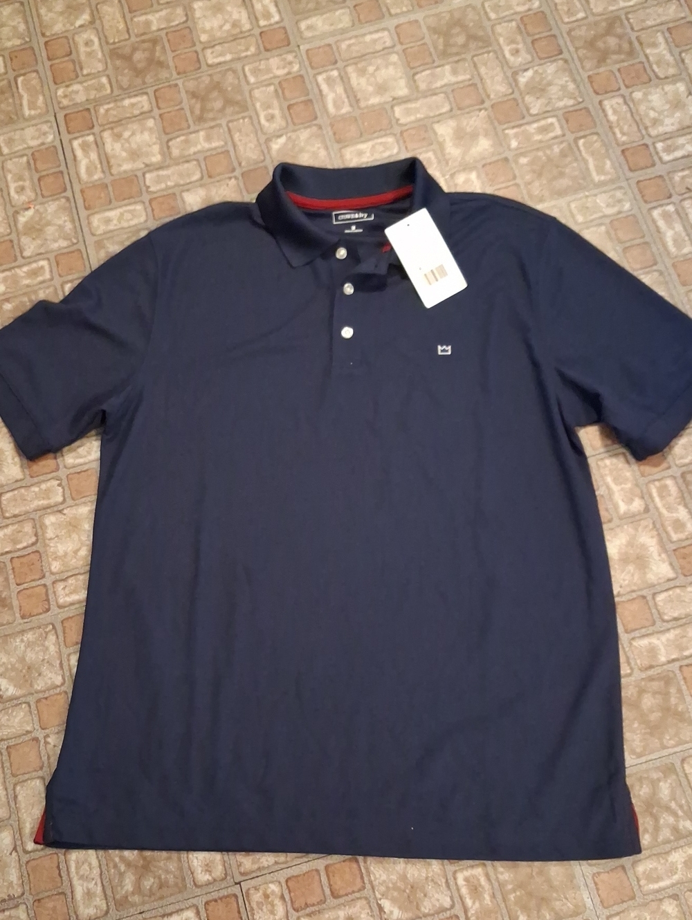crown & ivy Navy Blue Men's Polo with Subtle Crown Logo